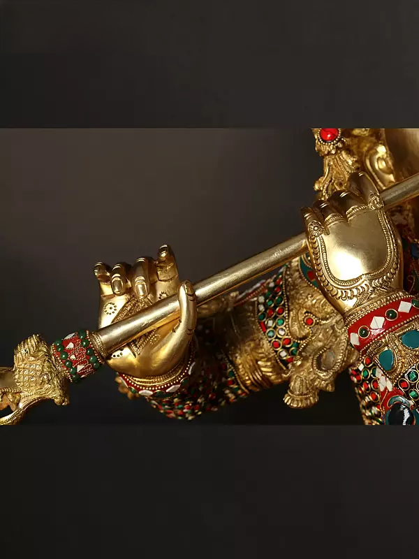 Brassaura® Brass Krishna Statue | Height 114.5 cm & Weight 50.50 kg