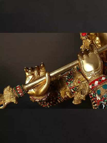 Brassaura® Brass Krishna Statue | Height 114.5 cm & Weight 50.50 kg