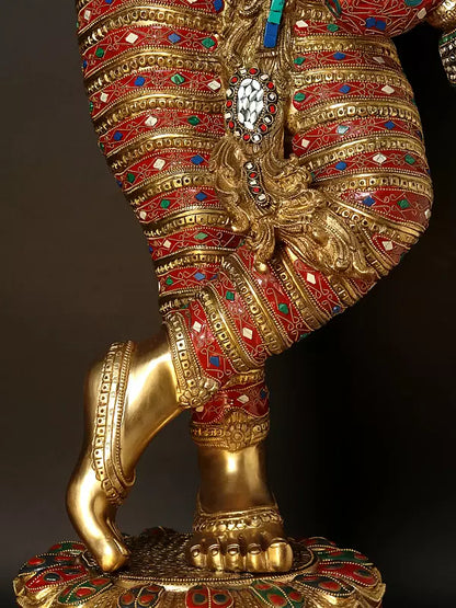Brassaura® Brass Krishna Statue | Height 114.5 cm & Weight 50.50 kg