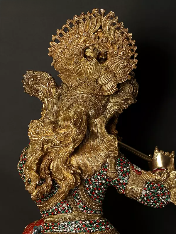 Brassaura® Brass Krishna Statue | Height 114.5 cm & Weight 50.50 kg