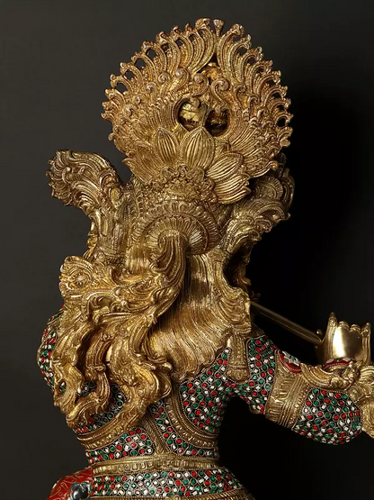 Brassaura® Brass Krishna Statue | Height 114.5 cm & Weight 50.50 kg