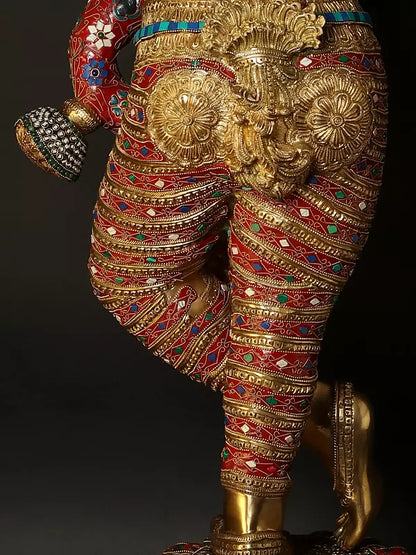Brassaura® Brass Krishna Statue | Height 114.5 cm & Weight 50.50 kg