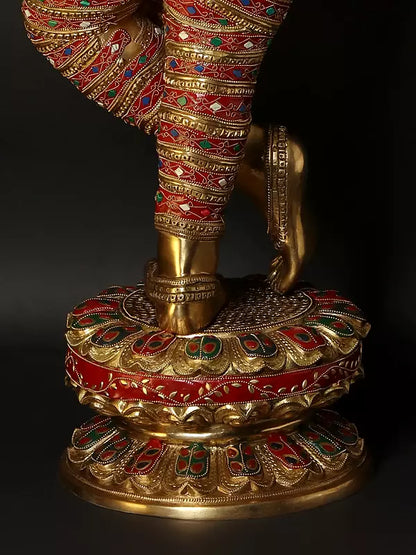 Brassaura® Brass Krishna Statue | Height 114.5 cm & Weight 50.50 kg