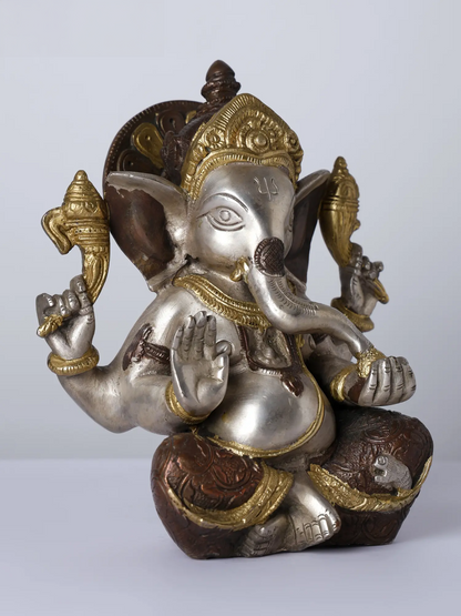 Brassaura™ Brass Ganesha Statue | Height 8 Inches & Weight 2.90 kgs