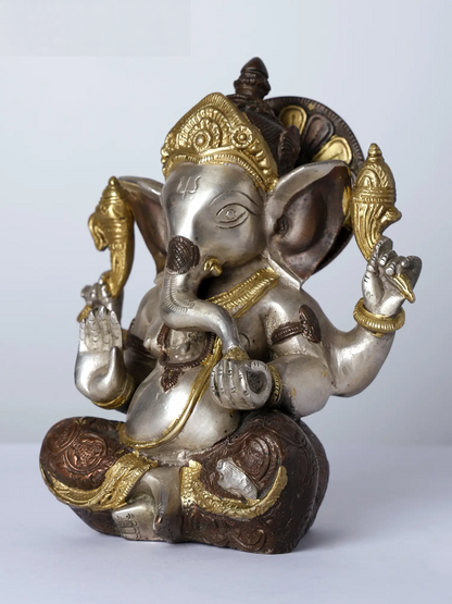 Brassaura™ Brass Ganesha Statue | Height 8 Inches & Weight 2.90 kgs
