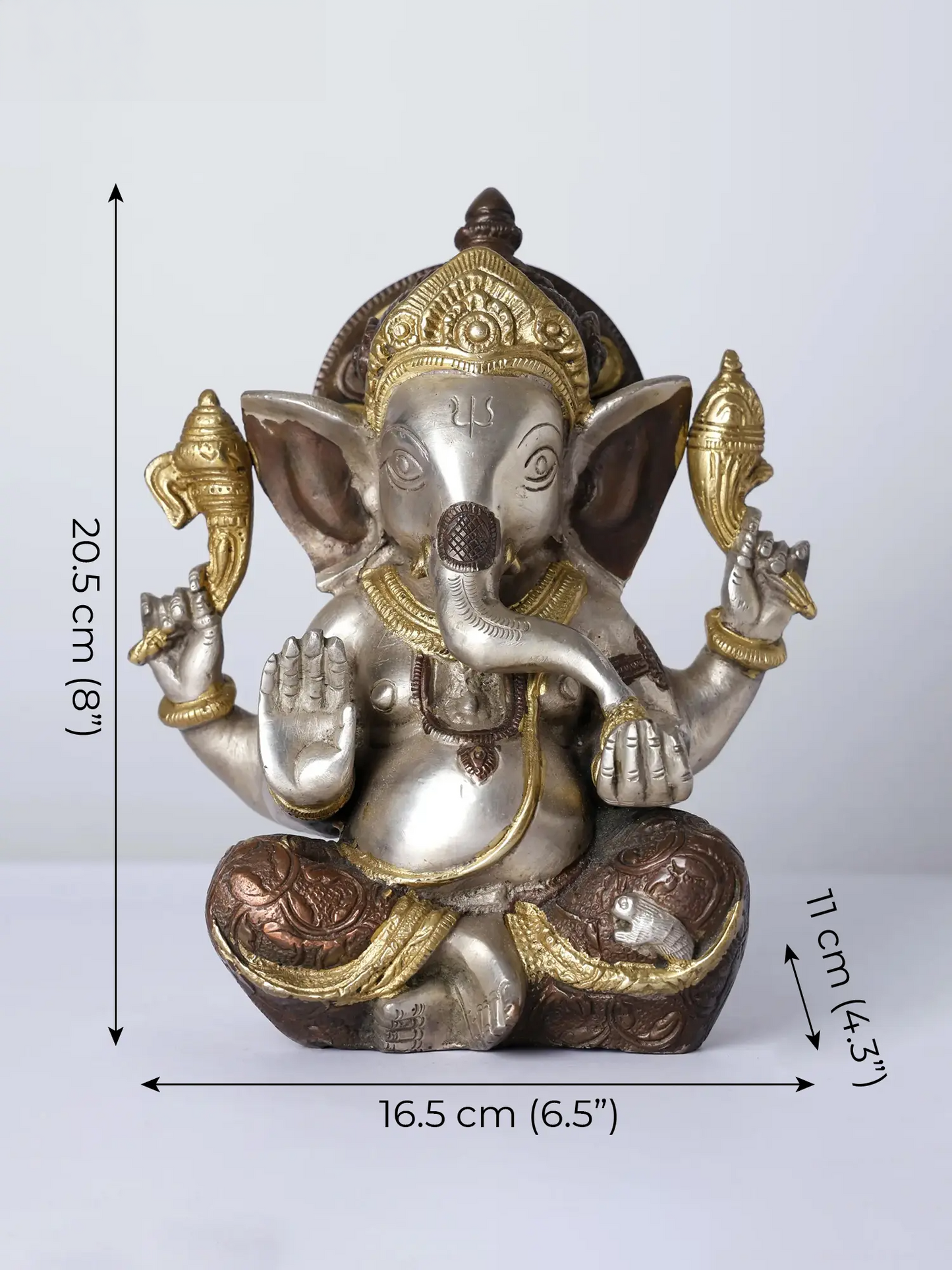 Brassaura™ Brass Ganesha Statue | Height 8 Inches & Weight 2.90 kgs