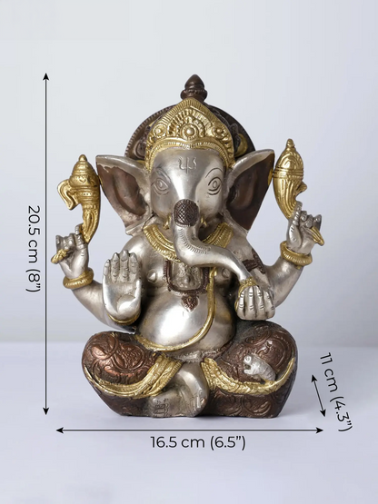 Brassaura™ Brass Ganesha Statue | Height 8 Inches & Weight 2.90 kgs