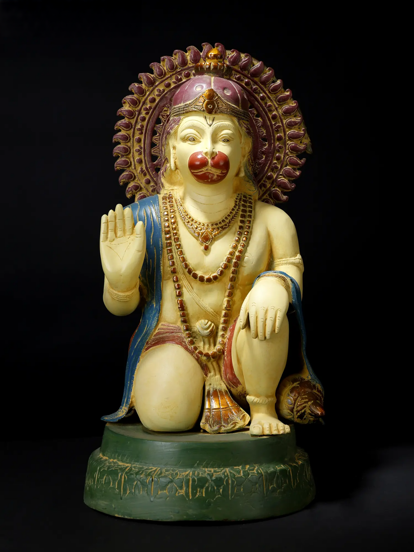 ब्रासुरा® पंचमुखी हनुमान प्रतिमा | जटिल पत्थर जड़ाई के काम के साथ पीतल | ऊँचाई 19 इंच और वज़न 15.50 किलोग्राम