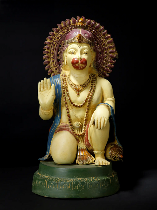 ब्रासुरा® पंचमुखी हनुमान प्रतिमा | जटिल पत्थर जड़ाई के काम के साथ पीतल | ऊँचाई 19 इंच और वज़न 15.50 किलोग्राम