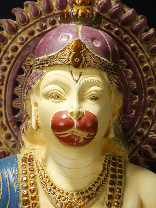 ब्रासुरा® पंचमुखी हनुमान प्रतिमा | जटिल पत्थर जड़ाई के काम के साथ पीतल | ऊँचाई 19 इंच और वज़न 15.50 किलोग्राम