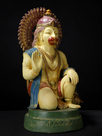 ब्रासुरा® पंचमुखी हनुमान प्रतिमा | जटिल पत्थर जड़ाई के काम के साथ पीतल | ऊँचाई 19 इंच और वज़न 15.50 किलोग्राम