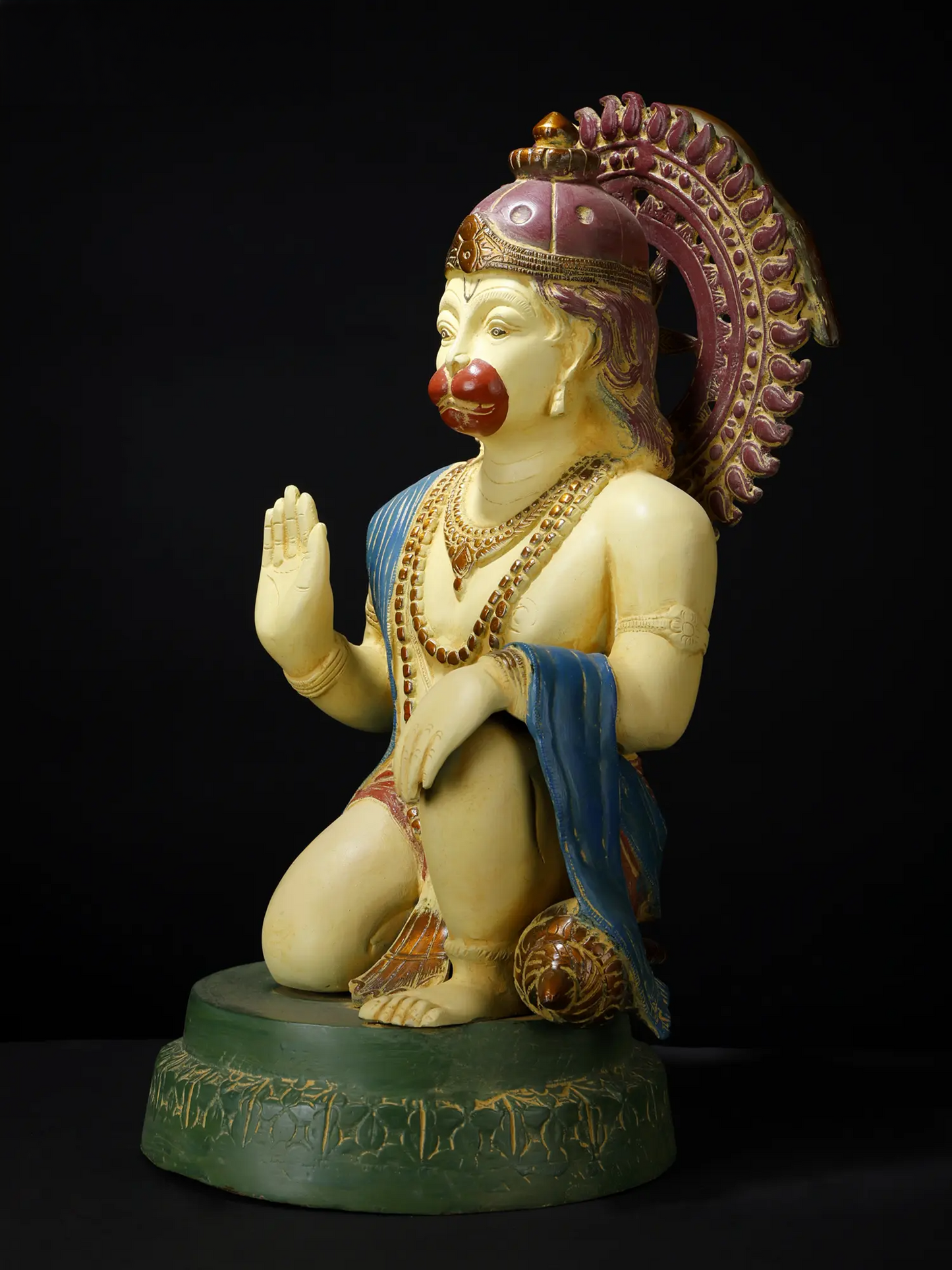 ब्रासुरा® पंचमुखी हनुमान प्रतिमा | जटिल पत्थर जड़ाई के काम के साथ पीतल | ऊँचाई 19 इंच और वज़न 15.50 किलोग्राम