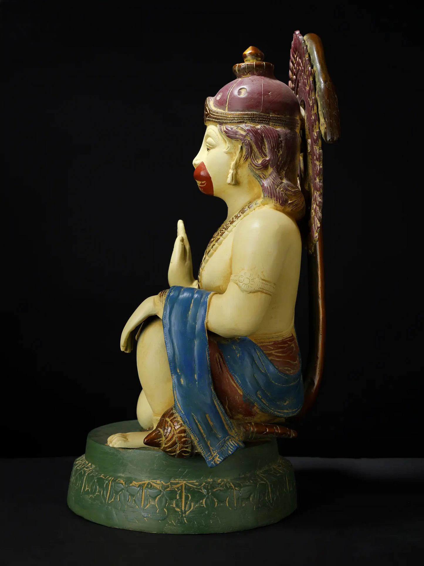 ब्रासुरा® पंचमुखी हनुमान प्रतिमा | जटिल पत्थर जड़ाई के काम के साथ पीतल | ऊँचाई 19 इंच और वज़न 15.50 किलोग्राम