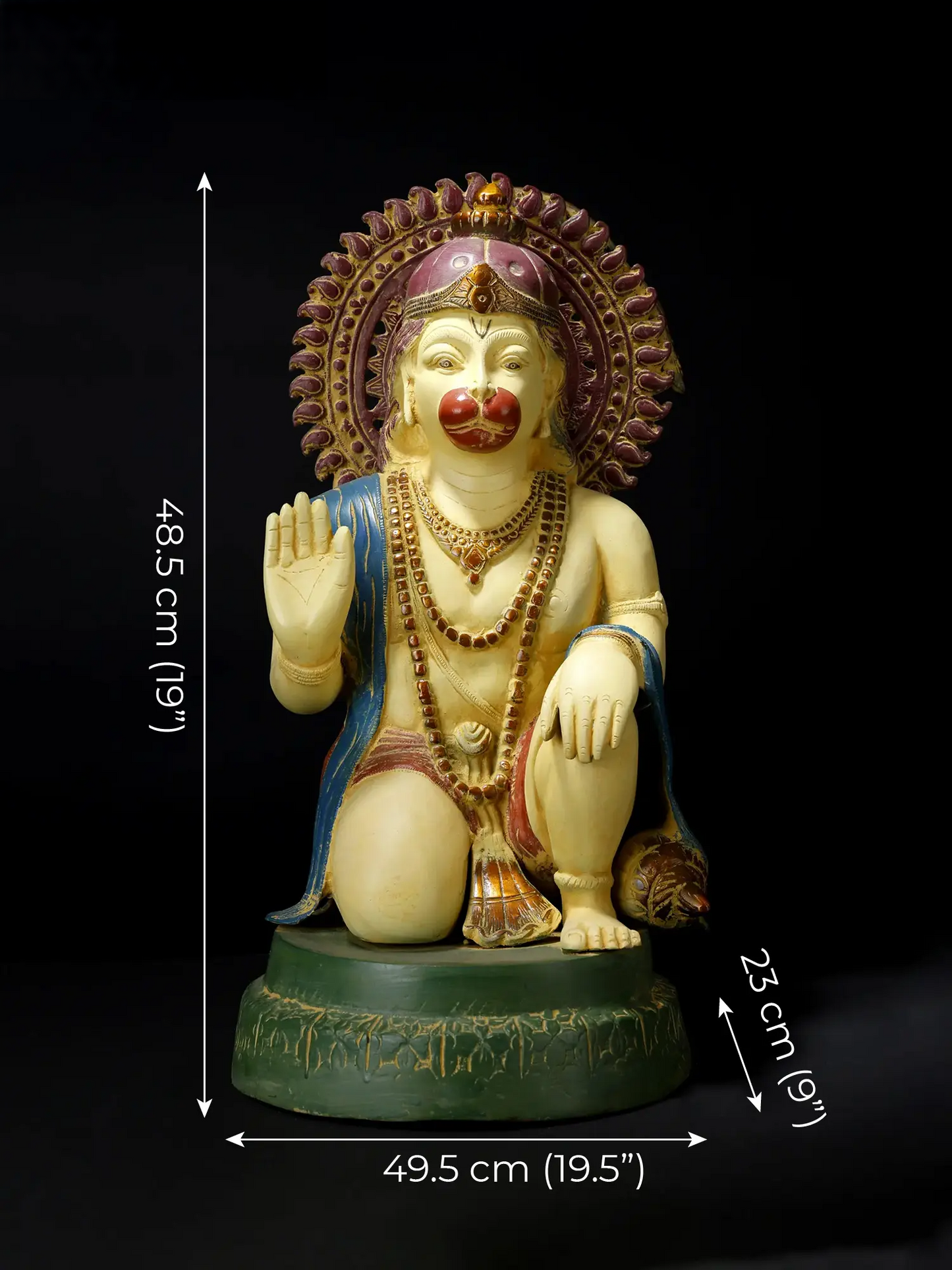 ब्रासुरा® पंचमुखी हनुमान प्रतिमा | जटिल पत्थर जड़ाई के काम के साथ पीतल | ऊँचाई 19 इंच और वज़न 15.50 किलोग्राम