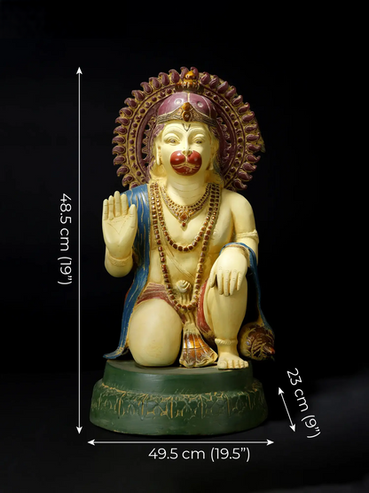 ब्रासुरा® पंचमुखी हनुमान प्रतिमा | जटिल पत्थर जड़ाई के काम के साथ पीतल | ऊँचाई 19 इंच और वज़न 15.50 किलोग्राम