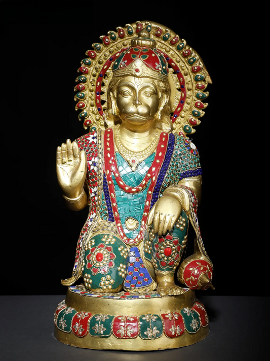 ब्रेसोरा® पंचमुखी हनुमान प्रतिमा | जटिल जड़ाई के काम के साथ पीतल | ऊंचाई 19 इंच और वजन 38.80 किलोग्राम