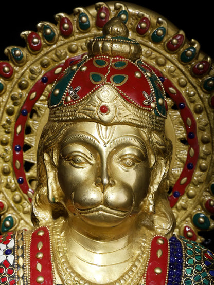 ब्रेसोरा® पंचमुखी हनुमान प्रतिमा | जटिल जड़ाई के काम के साथ पीतल | ऊंचाई 19 इंच और वजन 38.80 किलोग्राम