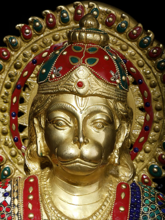 ब्रेसोरा® पंचमुखी हनुमान प्रतिमा | जटिल जड़ाई के काम के साथ पीतल | ऊंचाई 19 इंच और वजन 38.80 किलोग्राम