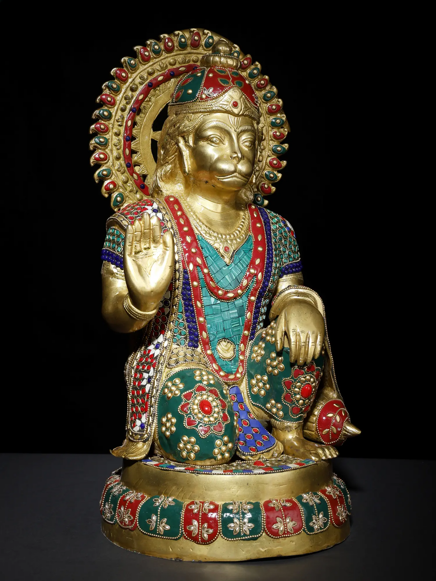 ब्रेसोरा® पंचमुखी हनुमान प्रतिमा | जटिल जड़ाई के काम के साथ पीतल | ऊंचाई 19 इंच और वजन 38.80 किलोग्राम