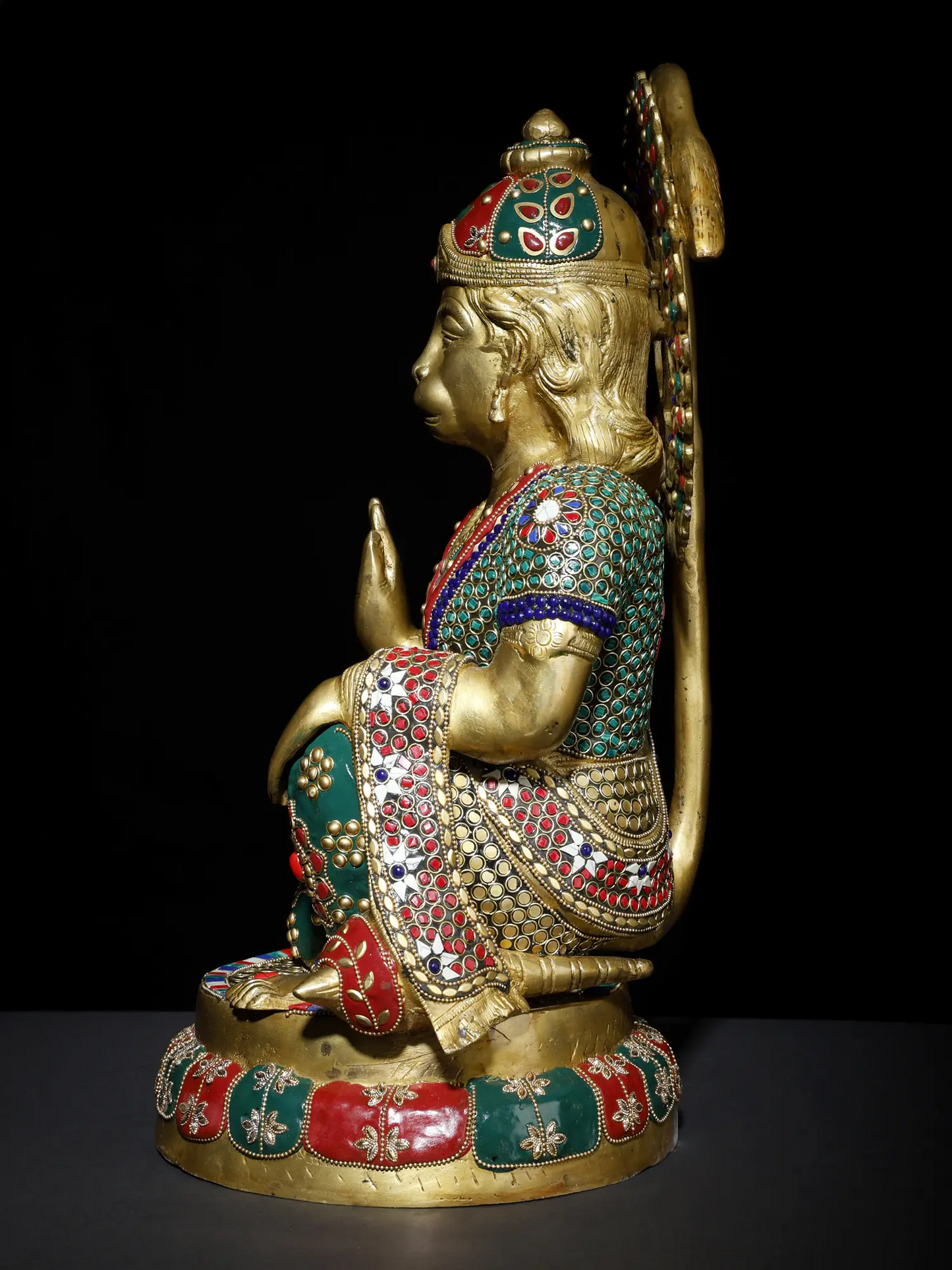 ब्रेसोरा® पंचमुखी हनुमान प्रतिमा | जटिल जड़ाई के काम के साथ पीतल | ऊंचाई 19 इंच और वजन 38.80 किलोग्राम