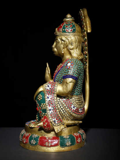 ब्रेसोरा® पंचमुखी हनुमान प्रतिमा | जटिल जड़ाई के काम के साथ पीतल | ऊंचाई 19 इंच और वजन 38.80 किलोग्राम