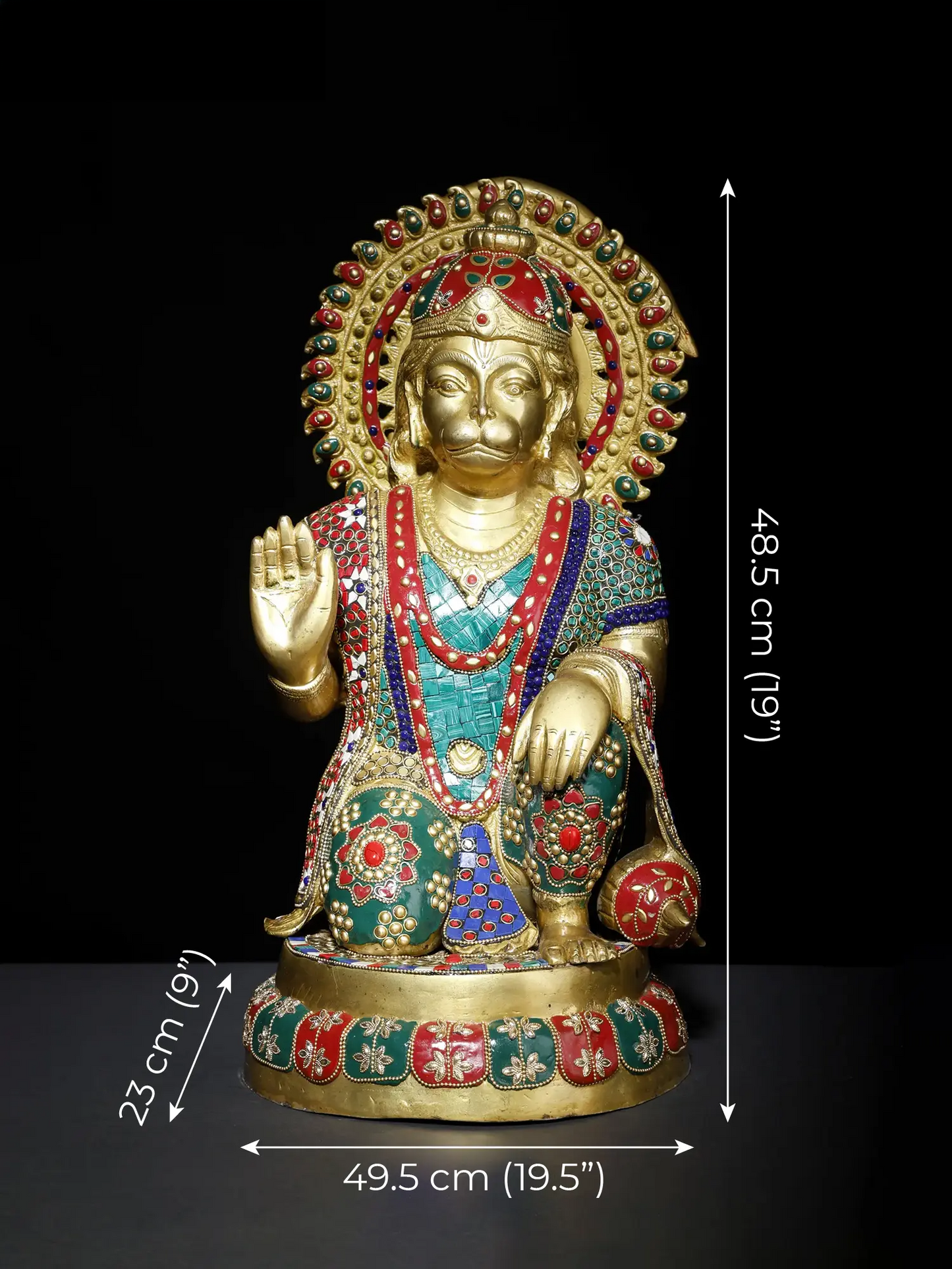 ब्रेसोरा® पंचमुखी हनुमान प्रतिमा | जटिल जड़ाई के काम के साथ पीतल | ऊंचाई 19 इंच और वजन 38.80 किलोग्राम