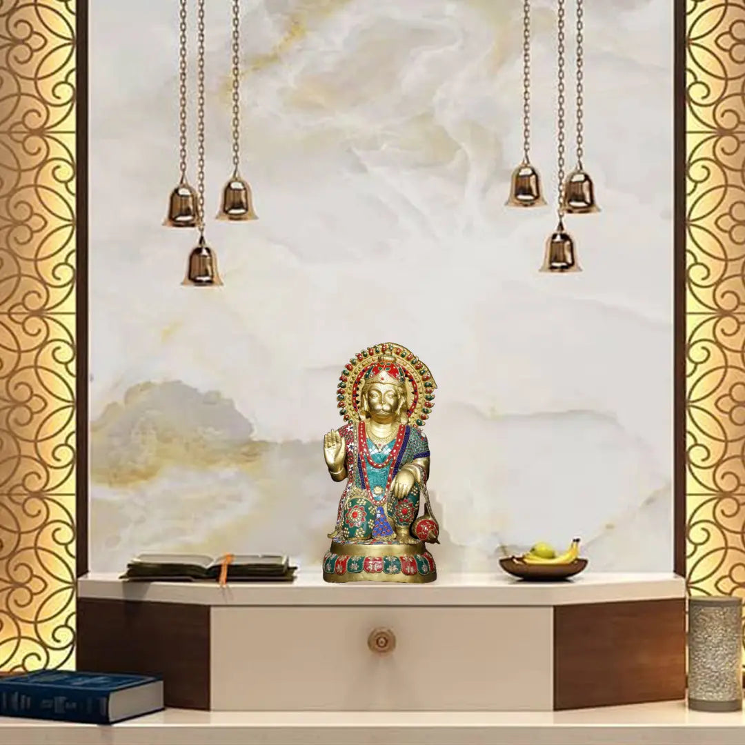 ब्रेसोरा® पंचमुखी हनुमान प्रतिमा | जटिल जड़ाई के काम के साथ पीतल | ऊंचाई 19 इंच और वजन 38.80 किलोग्राम