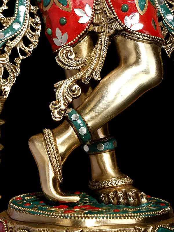 Brassaura® Brass Krishna Statue | Height 78.5 cm & Weight 20.55 kg
