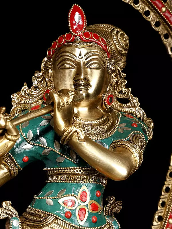 Brassaura® Brass Krishna Statue | Height 78.5 cm & Weight 20.55 kg