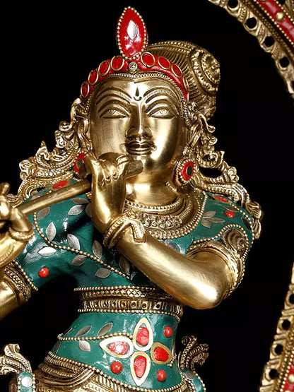 Brassaura® Brass Krishna Statue | Height 78.5 cm & Weight 20.55 kg