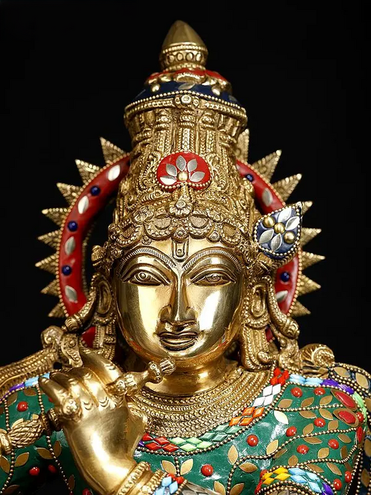 Brassaura® Brass Krishna Statue | Height 26.2 Inches & Weight 15.10 kg