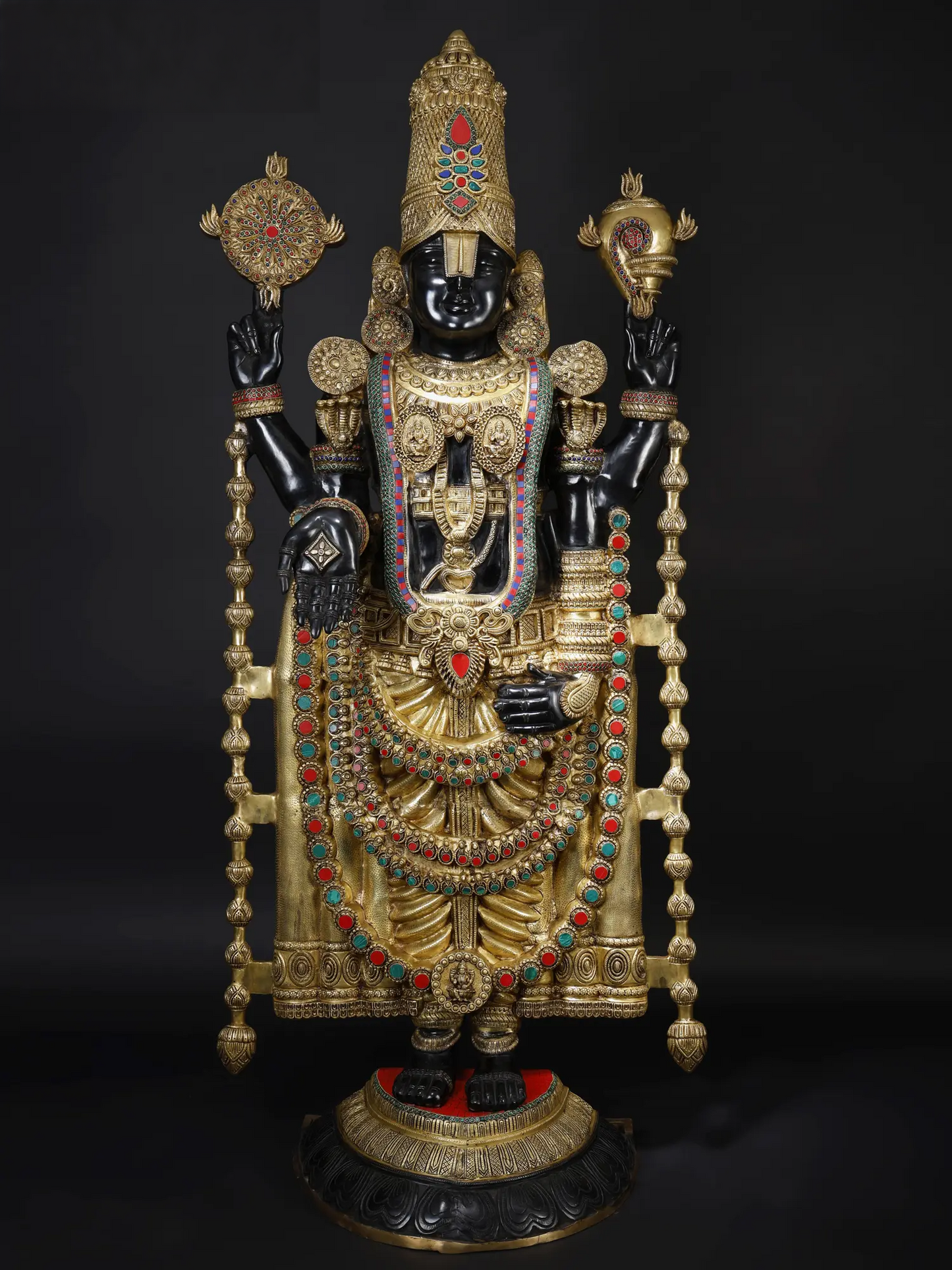 Brassaura® Brass Venkateswara Statue | Height 69 Inches & Weight 103 kg