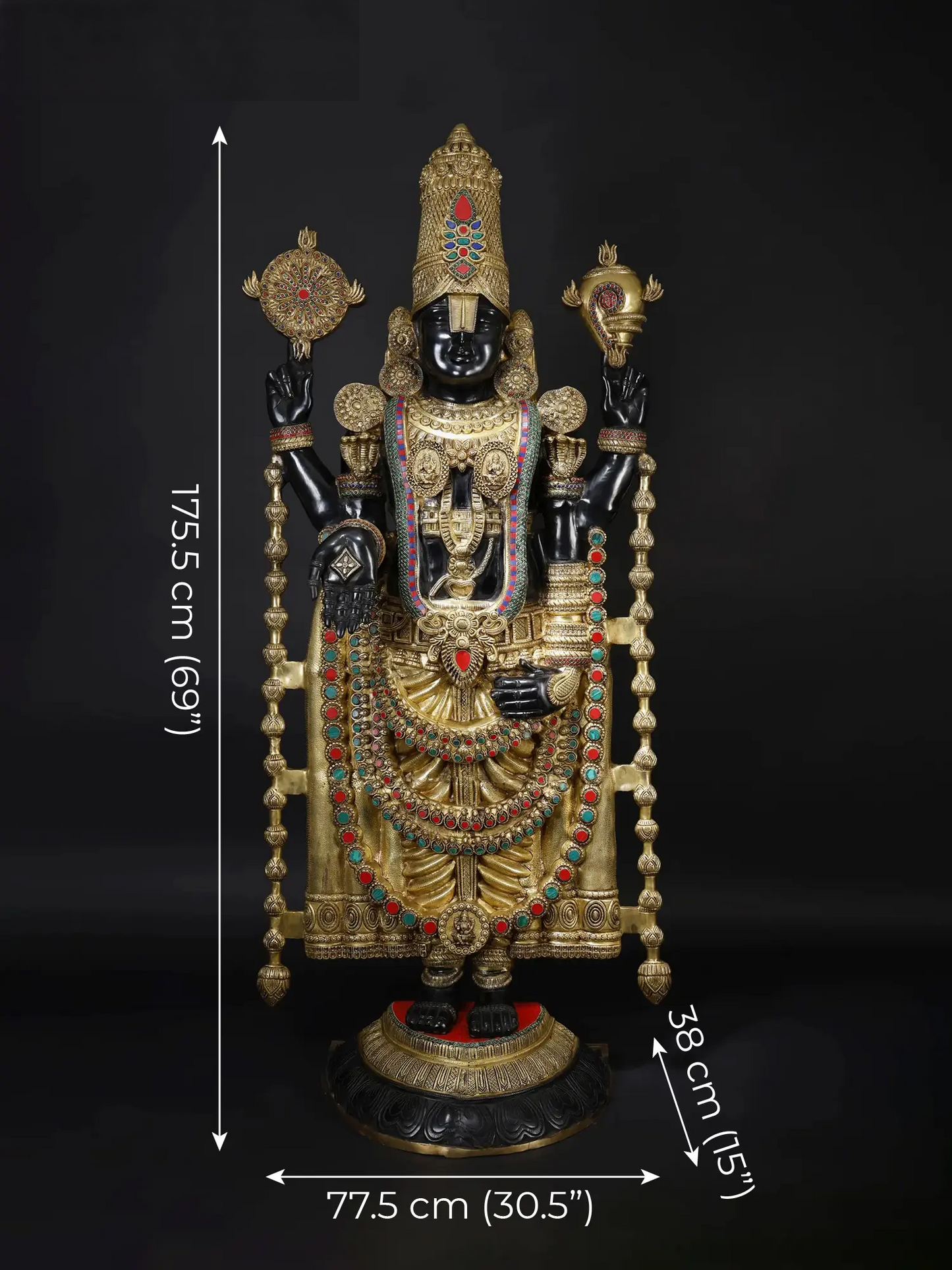 Brassaura® Brass Venkateswara Statue | Height 69 Inches & Weight 103 kg