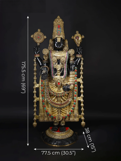 Brassaura® Brass Venkateswara Statue | Height 69 Inches & Weight 103 kg