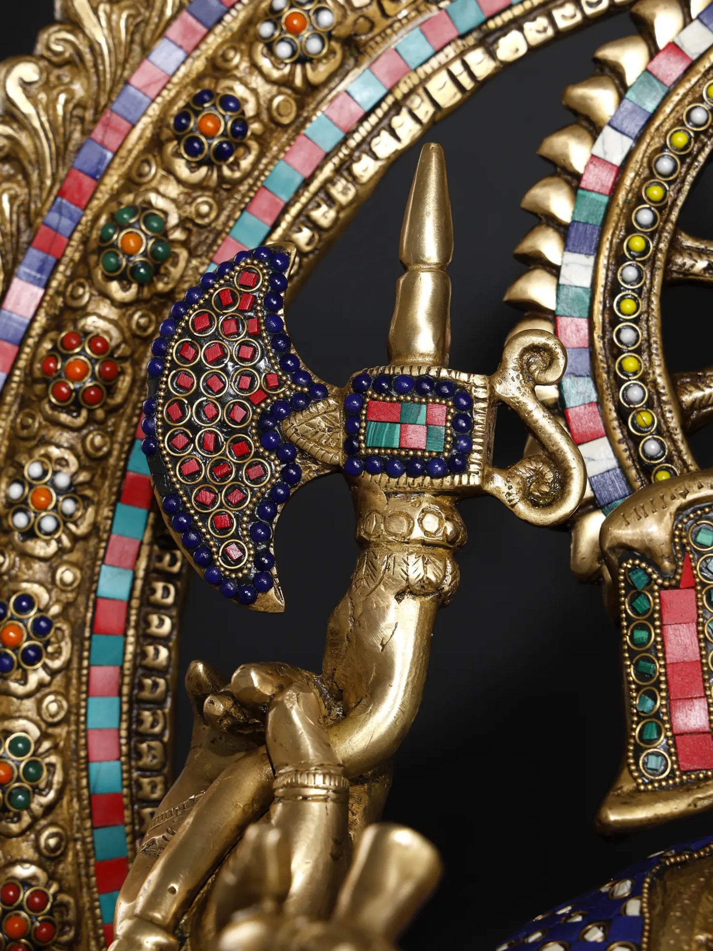 Brassaura™ Big Sitting Throne Brass Ganesha Statue with Inlay Work | Height 46 Inches & Weight 95.15 kgs