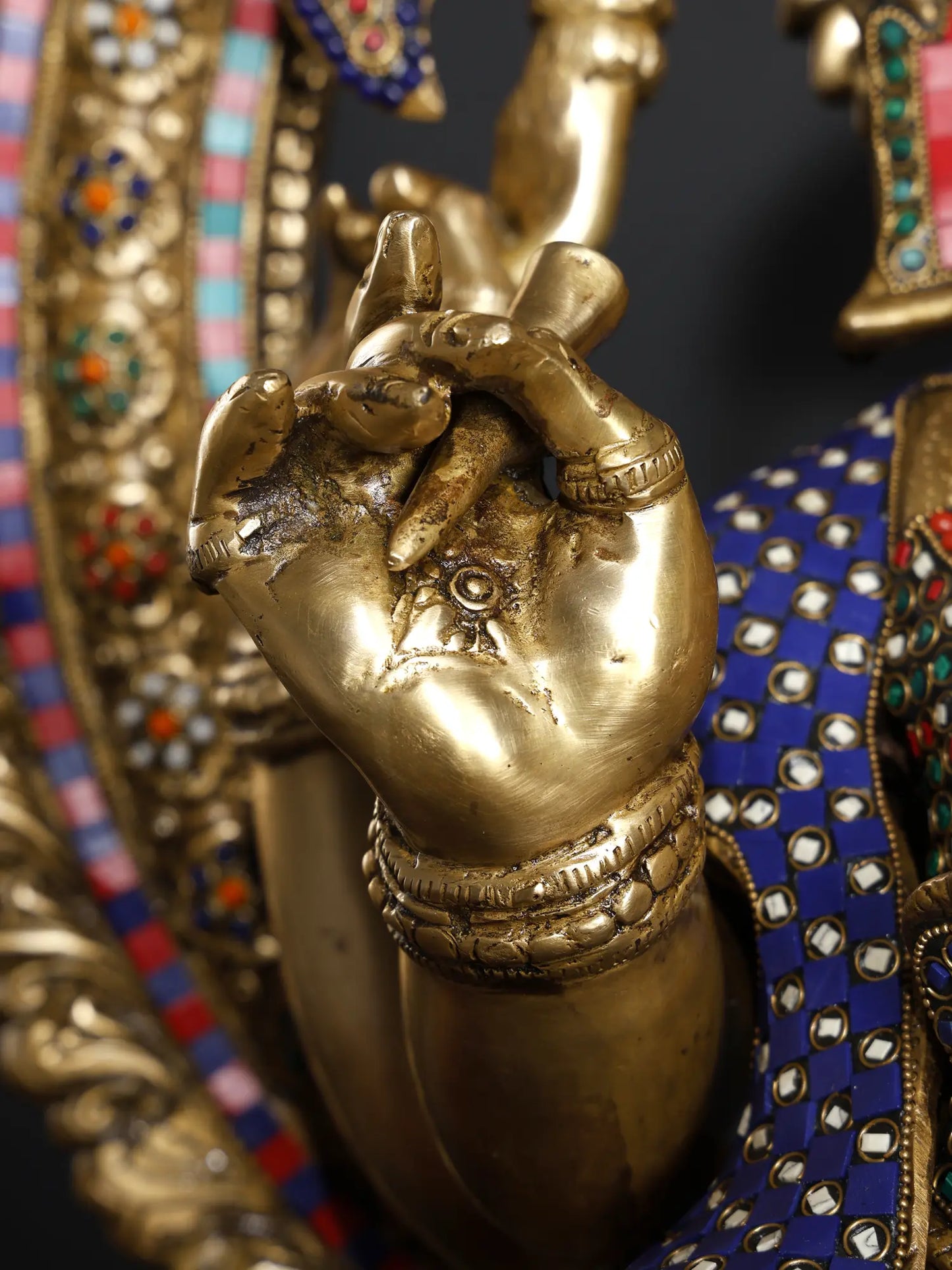 Brassaura™ Big Sitting Throne Brass Ganesha Statue with Inlay Work | Height 46 Inches & Weight 95.15 kgs