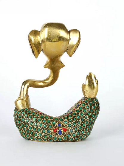 ब्रासौर® इनले वर्क के साथ पीतल की मूर्ति | ऊँचाई 5.7 इंच