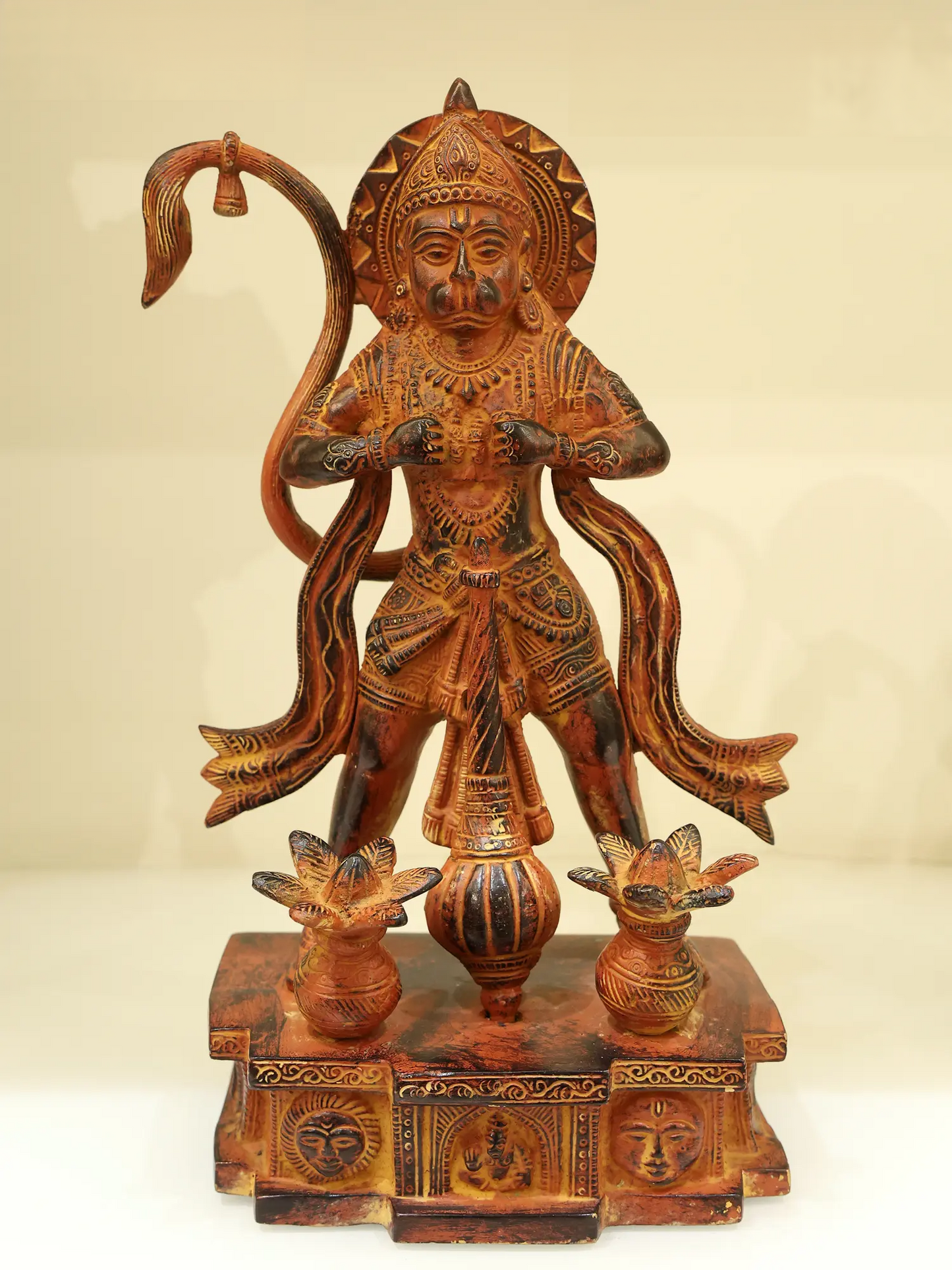 Brassaura® Panchamukhi Hanuman Standing with Gada & Purnaghata | Height 12.2 Inches & Weight 4.05 kgs