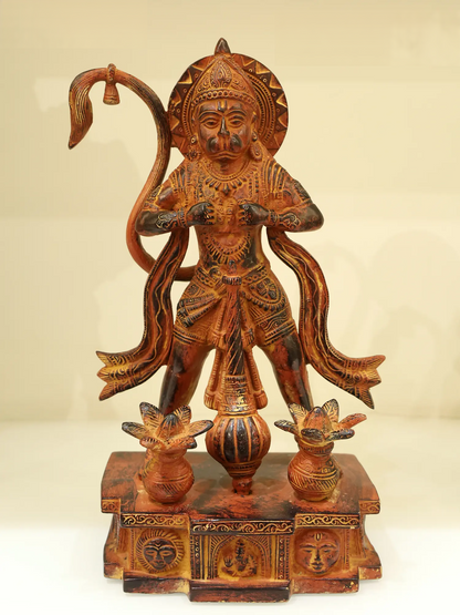 Brassaura® Panchamukhi Hanuman Standing with Gada & Purnaghata | Height 12.2 Inches & Weight 4.05 kgs