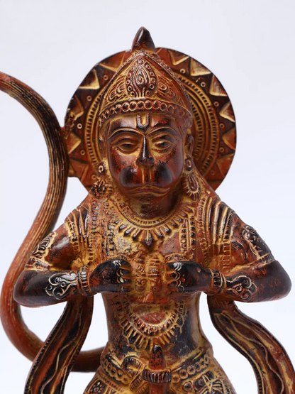 Brassaura® Panchamukhi Hanuman Standing with Gada & Purnaghata | Height 12.2 Inches & Weight 4.05 kgs