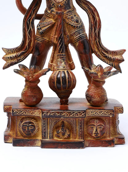 Brassaura® Panchamukhi Hanuman Standing with Gada & Purnaghata | Height 12.2 Inches & Weight 4.05 kgs