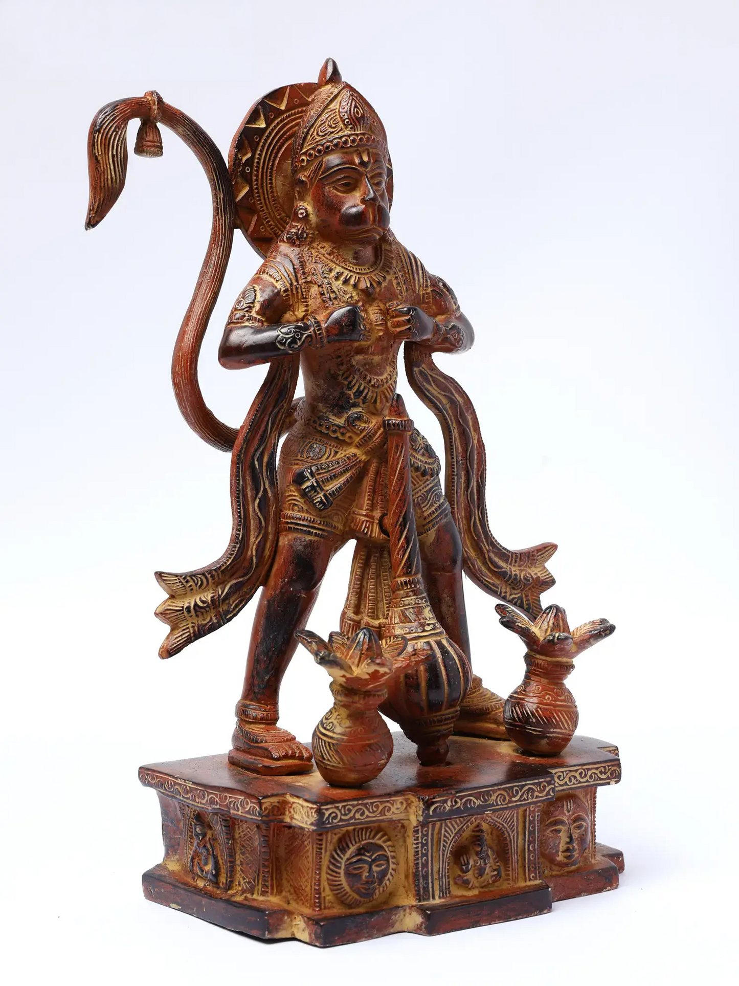 Brassaura® Panchamukhi Hanuman Standing with Gada & Purnaghata | Height 12.2 Inches & Weight 4.05 kgs