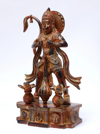 Brassaura® Panchamukhi Hanuman Standing with Gada & Purnaghata | Height 12.2 Inches & Weight 4.05 kgs