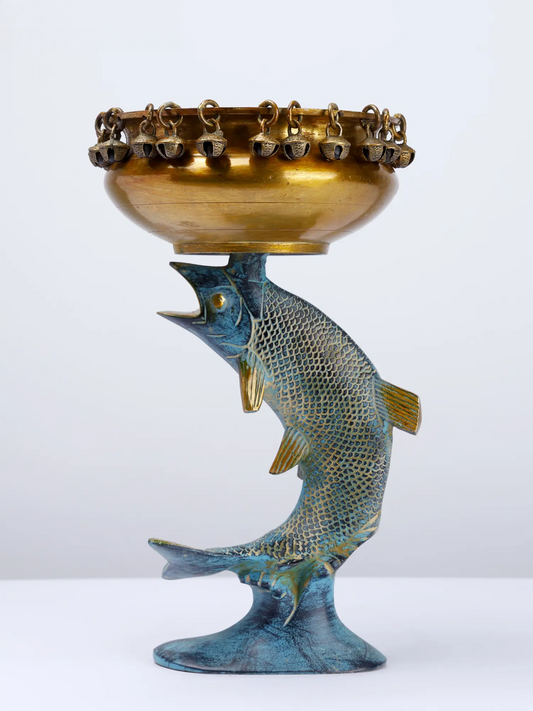 Brassaura® Brass Fish Urli | Height 11 Inches & Weight 2.45 kgs