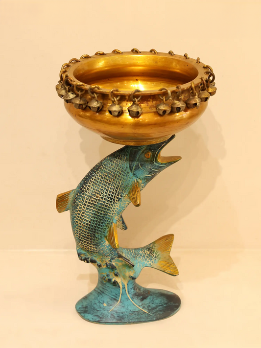 Brassaura® Brass Fish Urli | Height 11 Inches & Weight 2.45 kgs