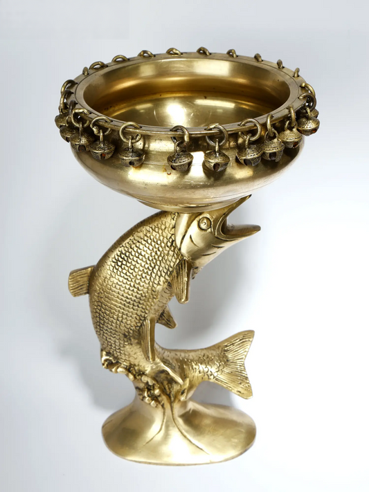 Brassaura® Brass Fish Urli | Height 11 Inches & Weight 2.45 kgs