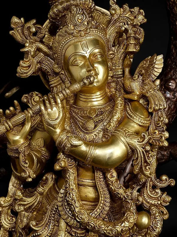 Brassaura® Brass Krishna Statue | Height 86.5 cm & Weight 52.90 kg