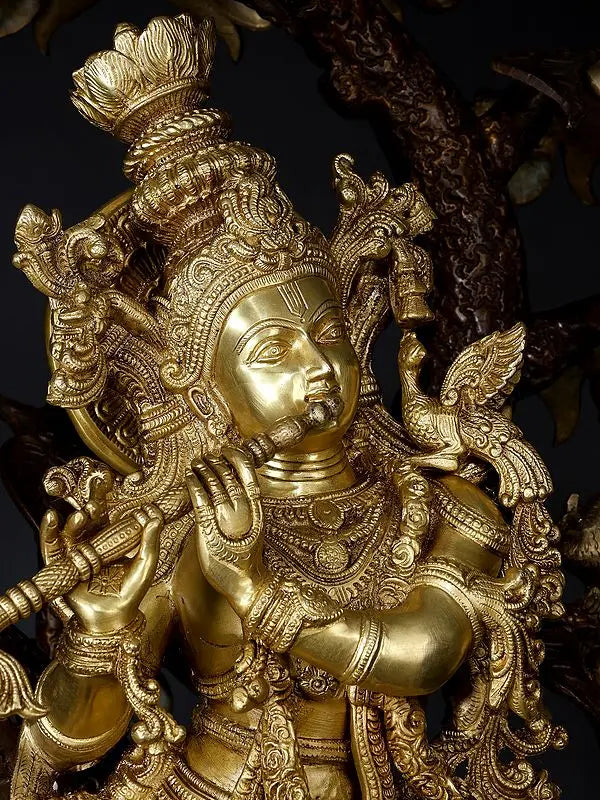 Brassaura® Brass Krishna Statue | Height 86.5 cm & Weight 52.90 kg
