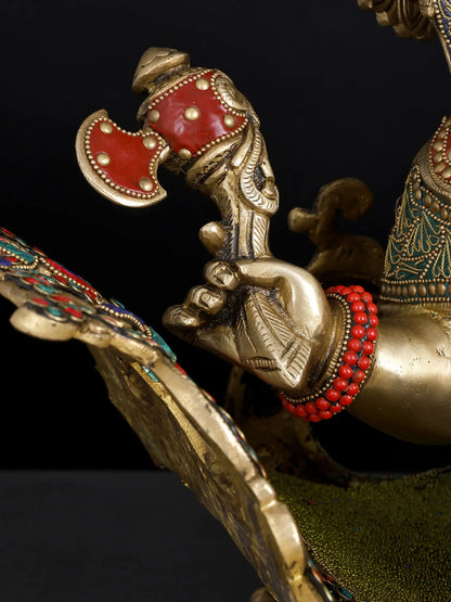 Brassaura™ Brass Ganesha Statue with Inlay Work | Height 16 Inches & Weight 35.60 kgs