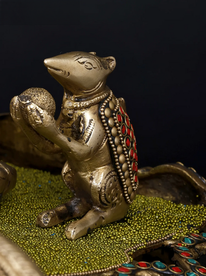 Brassaura™ Brass Ganesha Statue with Inlay Work | Height 16 Inches & Weight 35.60 kgs